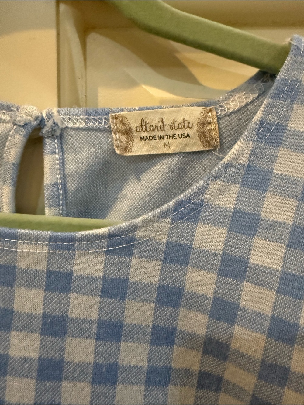 Altar'd State Light Blue Gingham Tank Top with a back keyhole closure - Picture 5 of 5